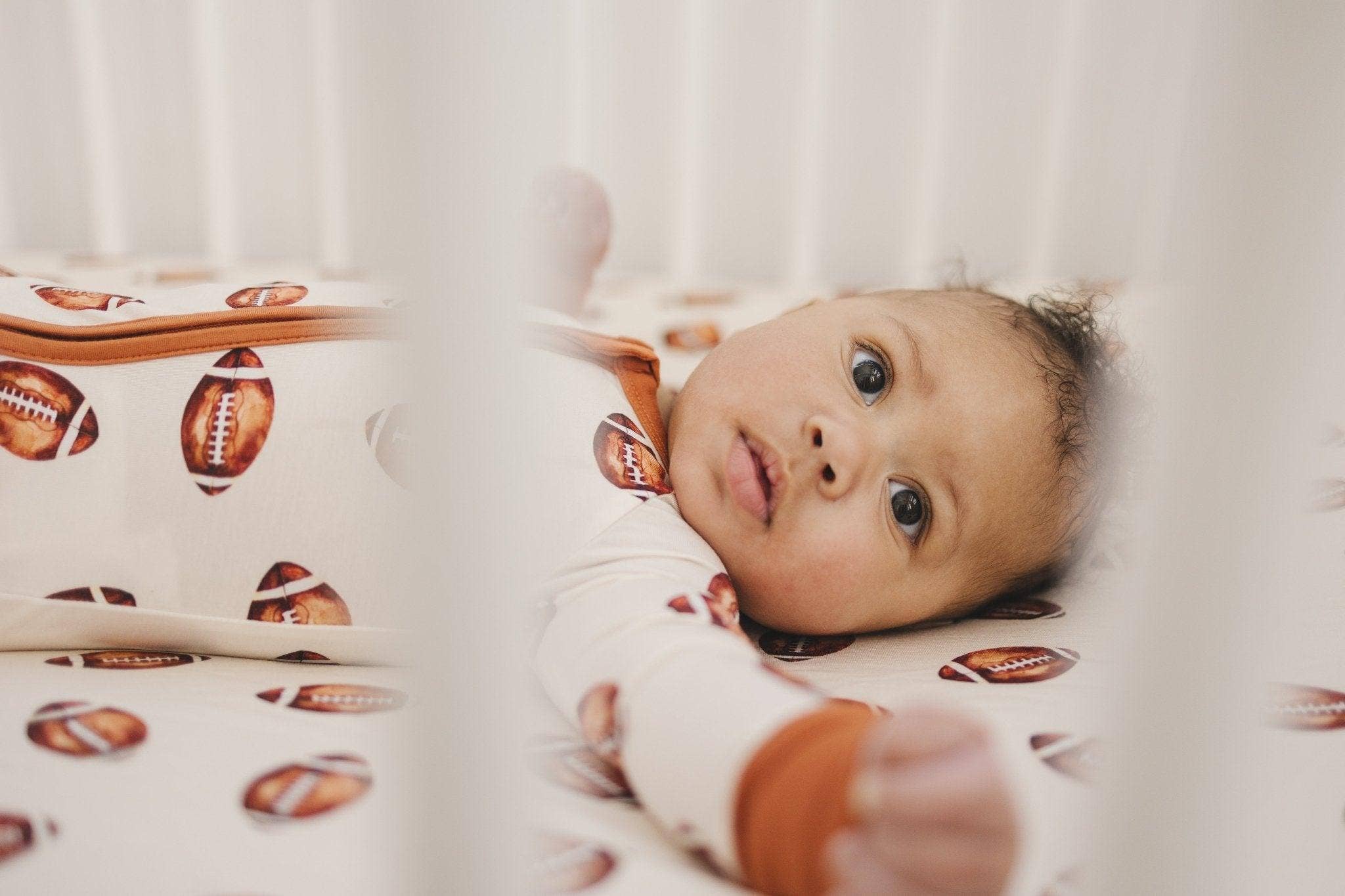 Football Print Bamboo Zippy Romper Baby Pajamas PJs Sports