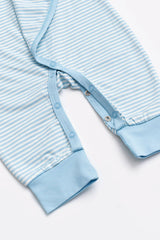 Kimono Tie One-Piece_Light Blue French Stripe 95%Organic Cotton