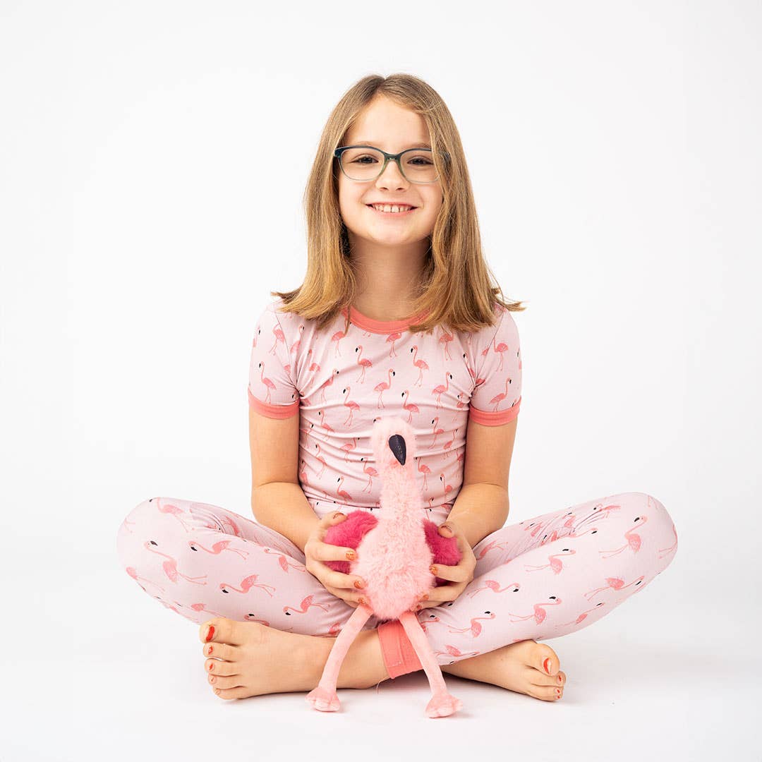 Fancy Flamingos Two-Piece Bamboo Kids Pajama Pants Set
