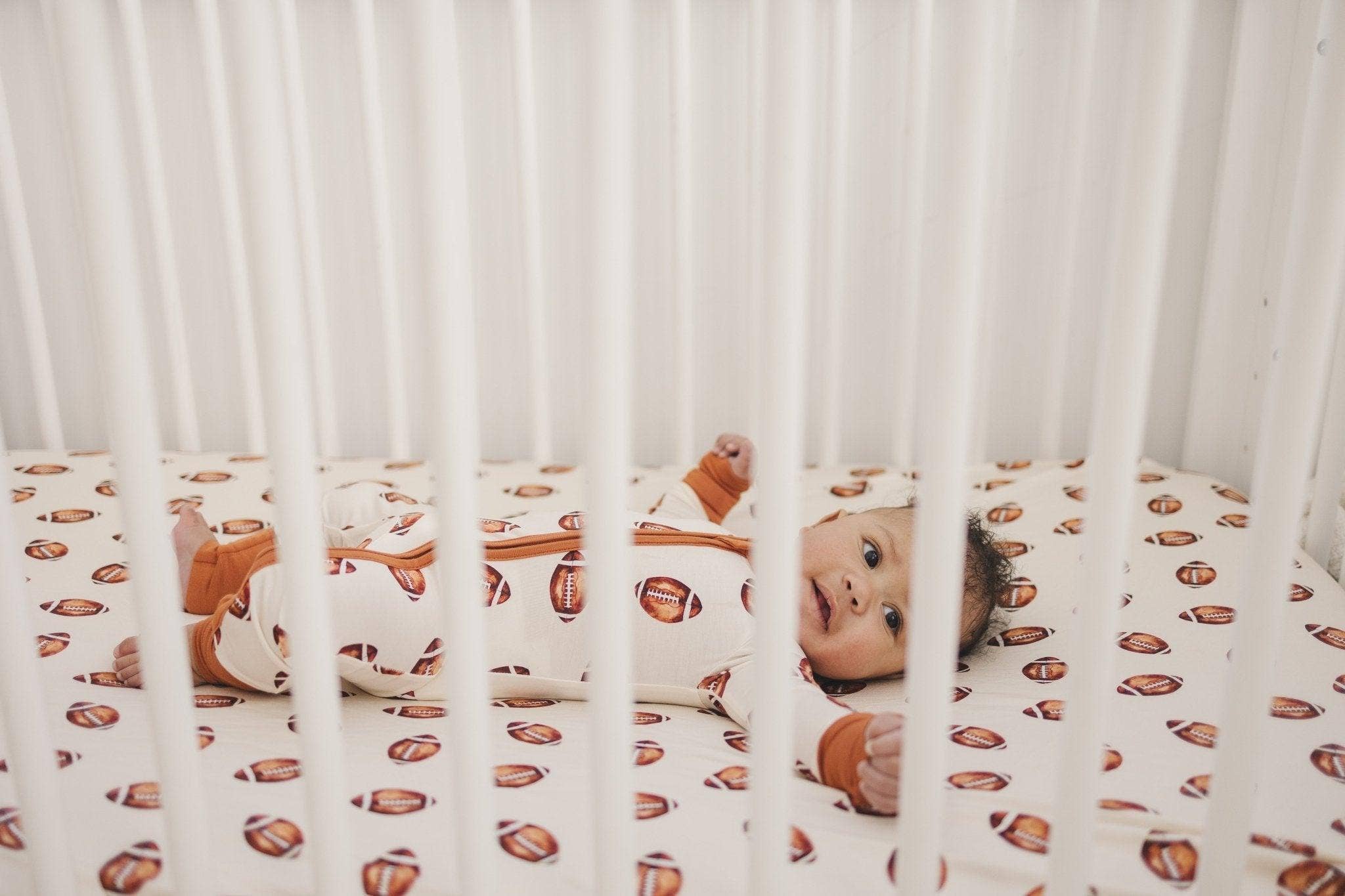 Football Print Bamboo Zippy Romper Baby Pajamas PJs Sports