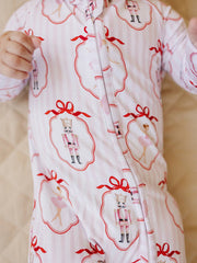 Christmas & Holidays Bamboo Zip Romper | Pink Nutcracker