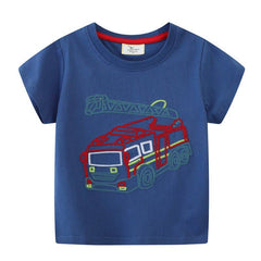 Toddler/Kid Boy's Vehicle Print Design Blue T-shirt