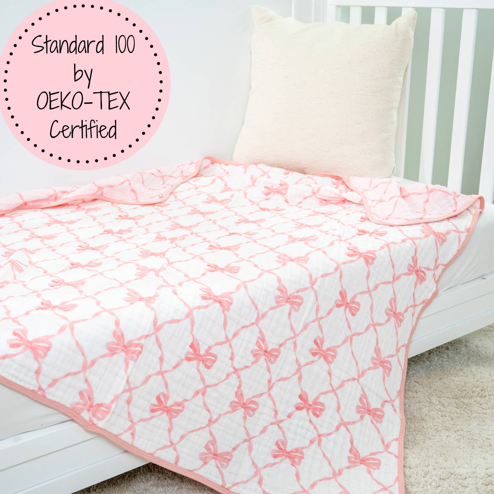 Beautiful Bows Baby Toddler Muslin Blanket