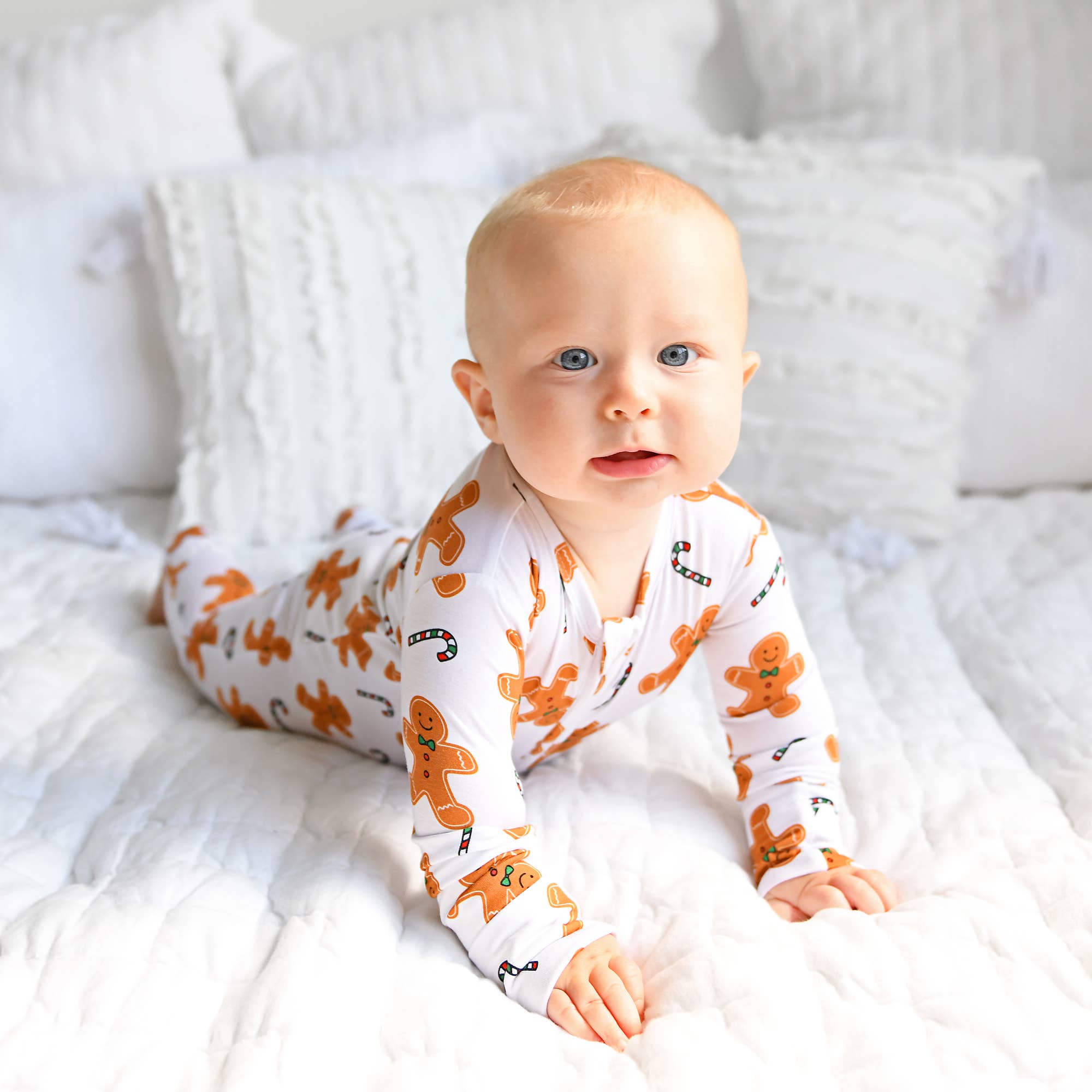 Fritz Gingerbread ZIP Christmas Bamboo Baby One Piece Outfit