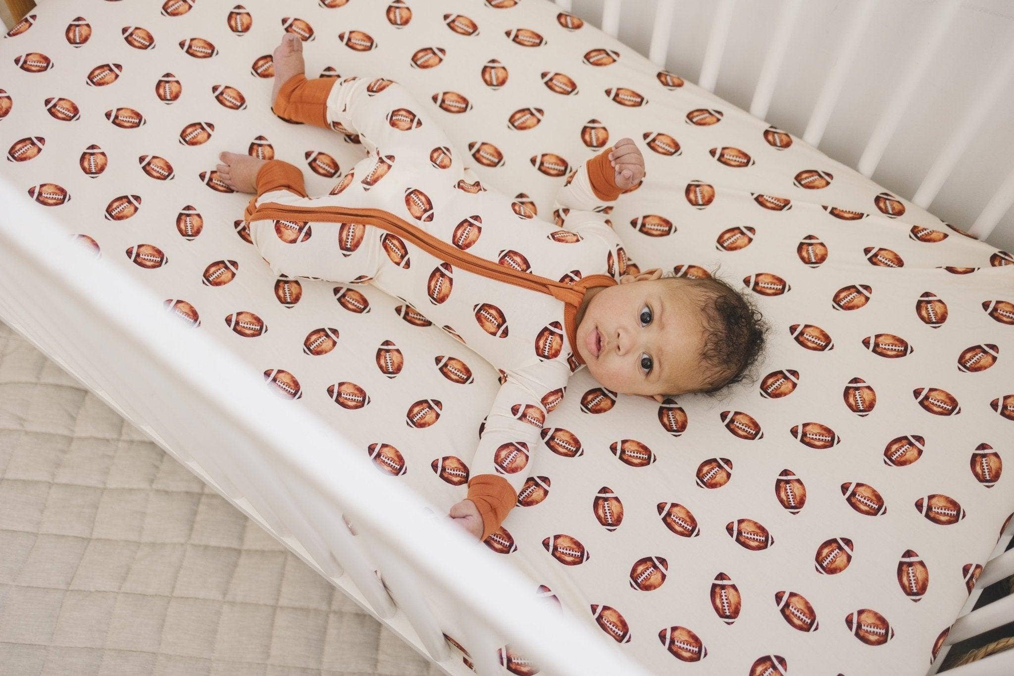 Football Print Bamboo Zippy Romper Baby Pajamas PJs Sports