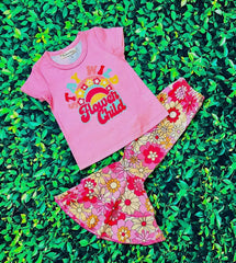Stay Wild Flower Child Pink & Flower 2PC Bell Set- Girl