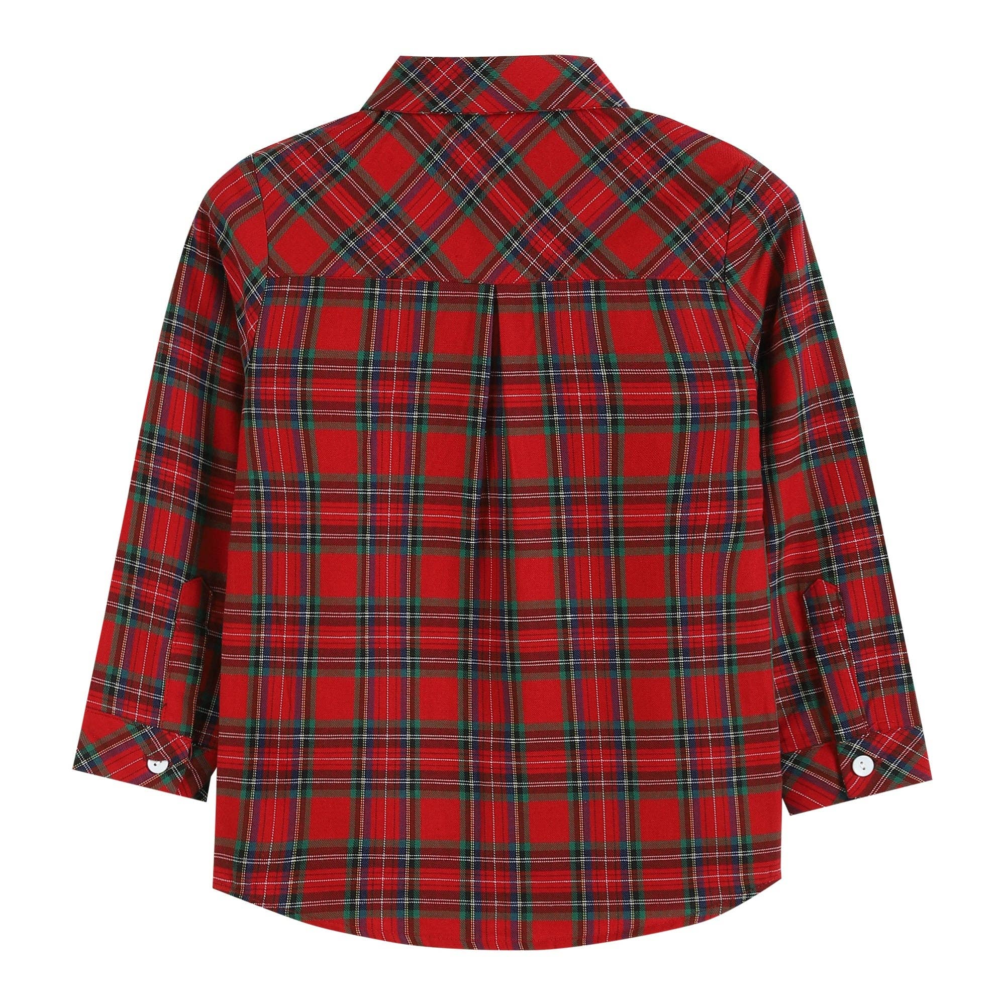 Red and Green Tartan Boy Dress Shirt: Red / 5Y