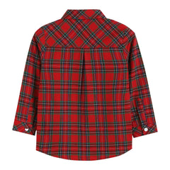 Red and Green Tartan Boy Dress Shirt: Red / 3T