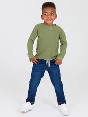 Boys Medium Wash Stretch Denim Pull-on Jeans
