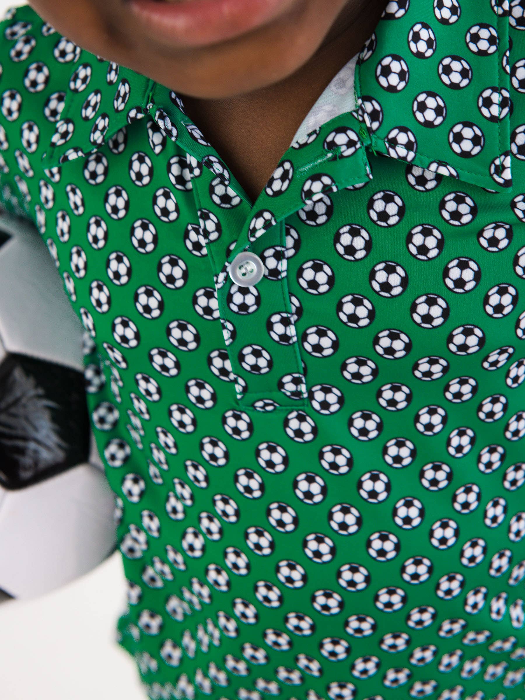 Boys Soccer Mania Knit Short Sleeve Performance Polo