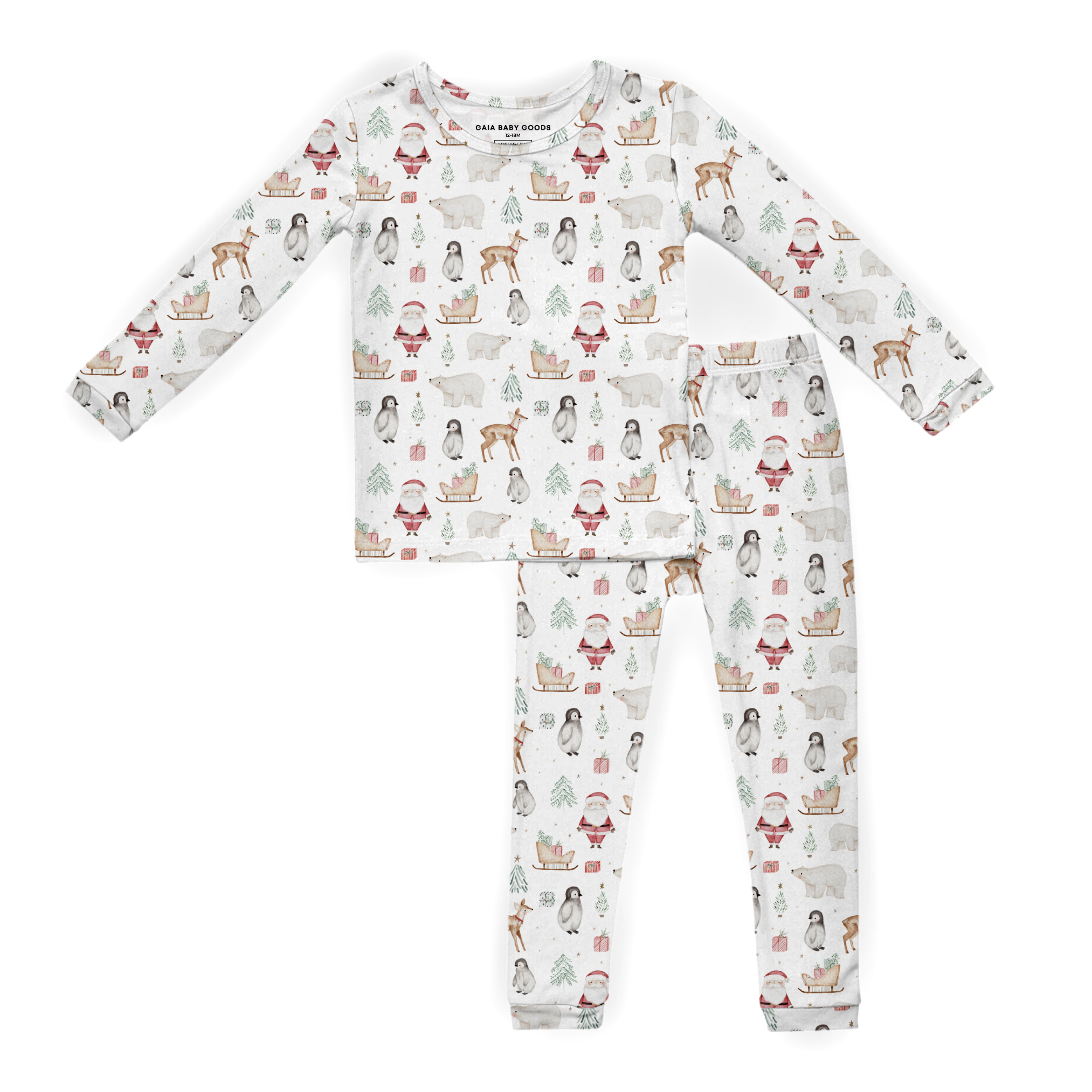 Organic Cotton Baby Toddler Christmas Holiday Santa Pajamas