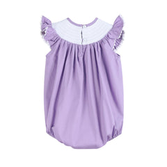 Purple Easter Bunny Smocked Flutter Romper