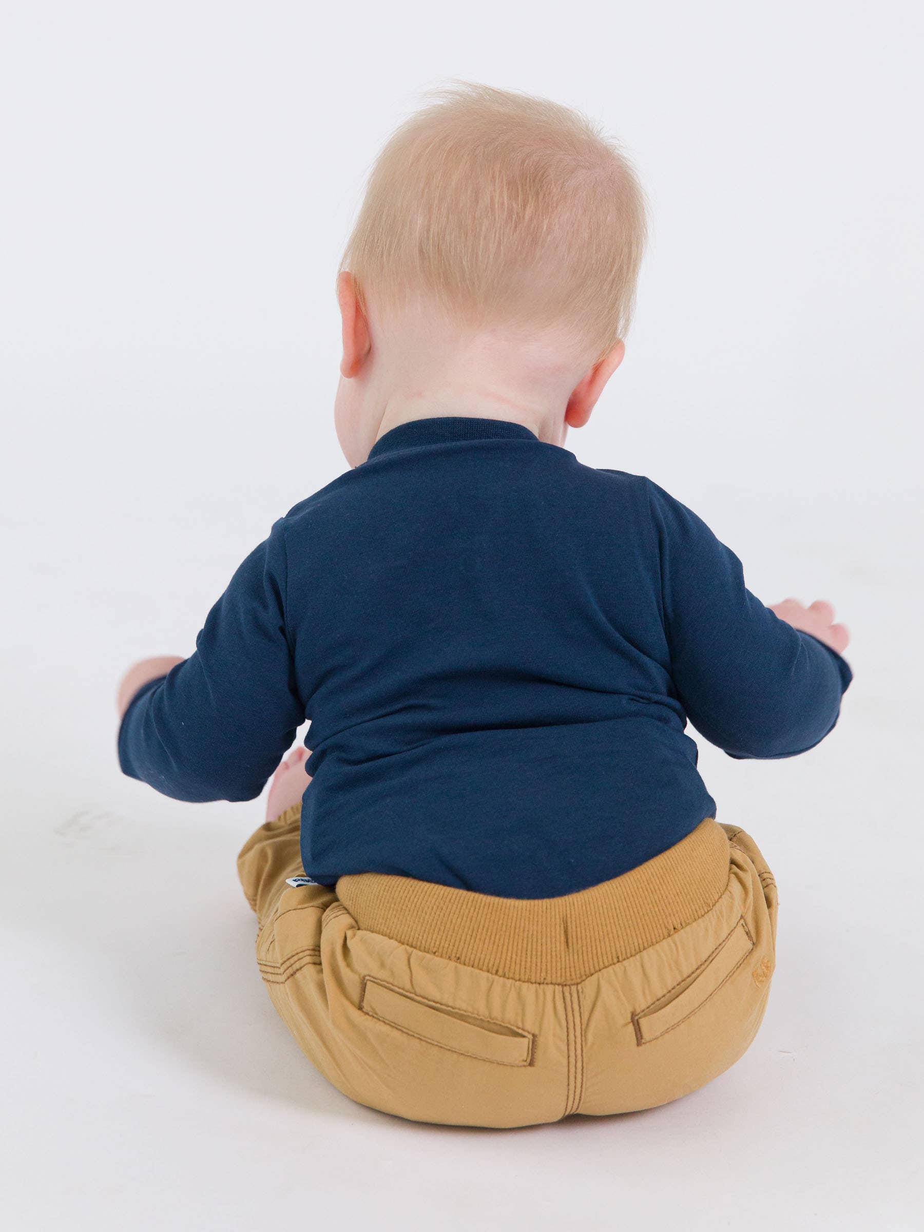 Baby Boys Dark Navy Knit Long Sleeve 2-Button Henley Bodysuit