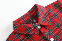Red and Green Tartan Boy Dress Shirt: Red / 3T