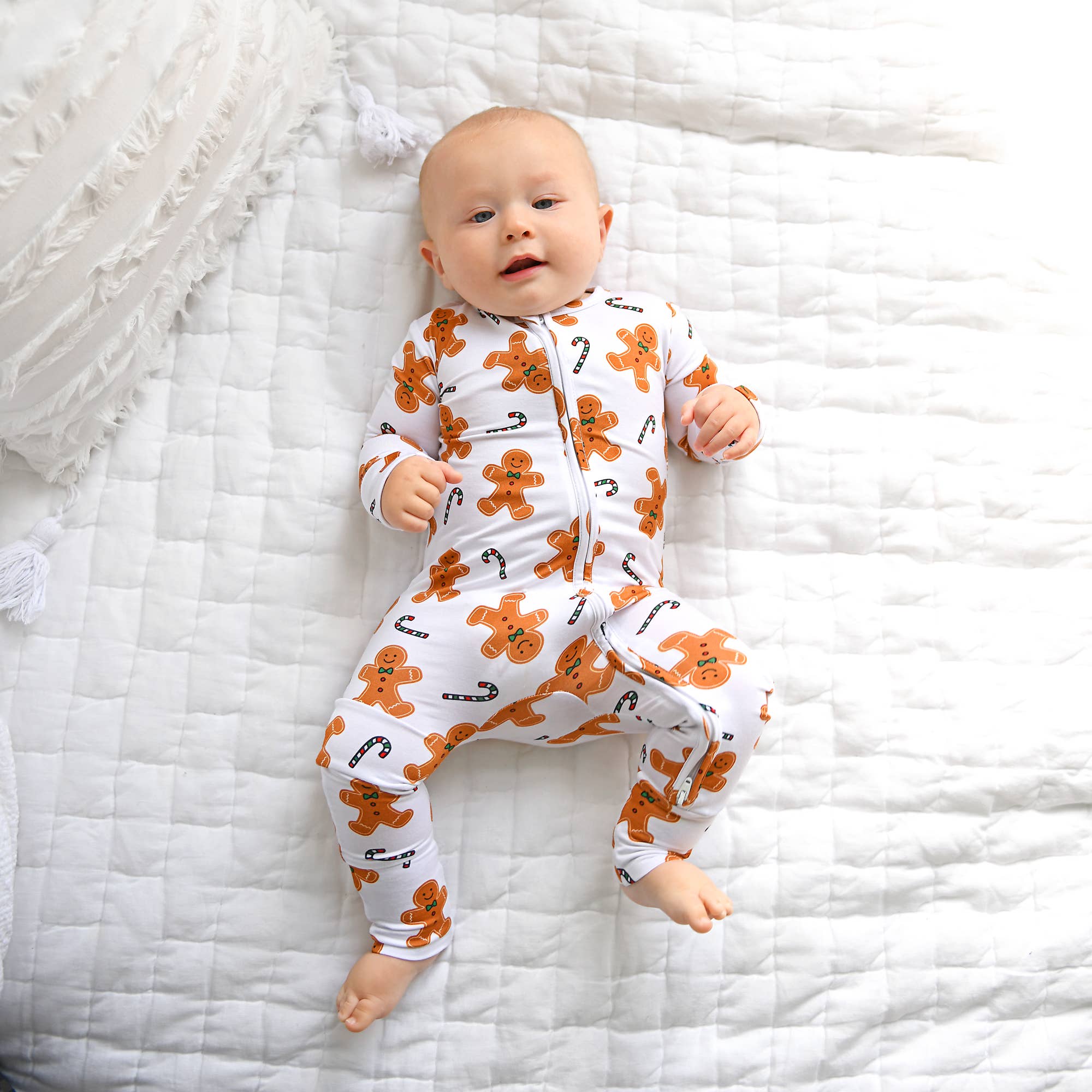 Fritz Gingerbread ZIP Christmas Bamboo Baby One Piece Outfit