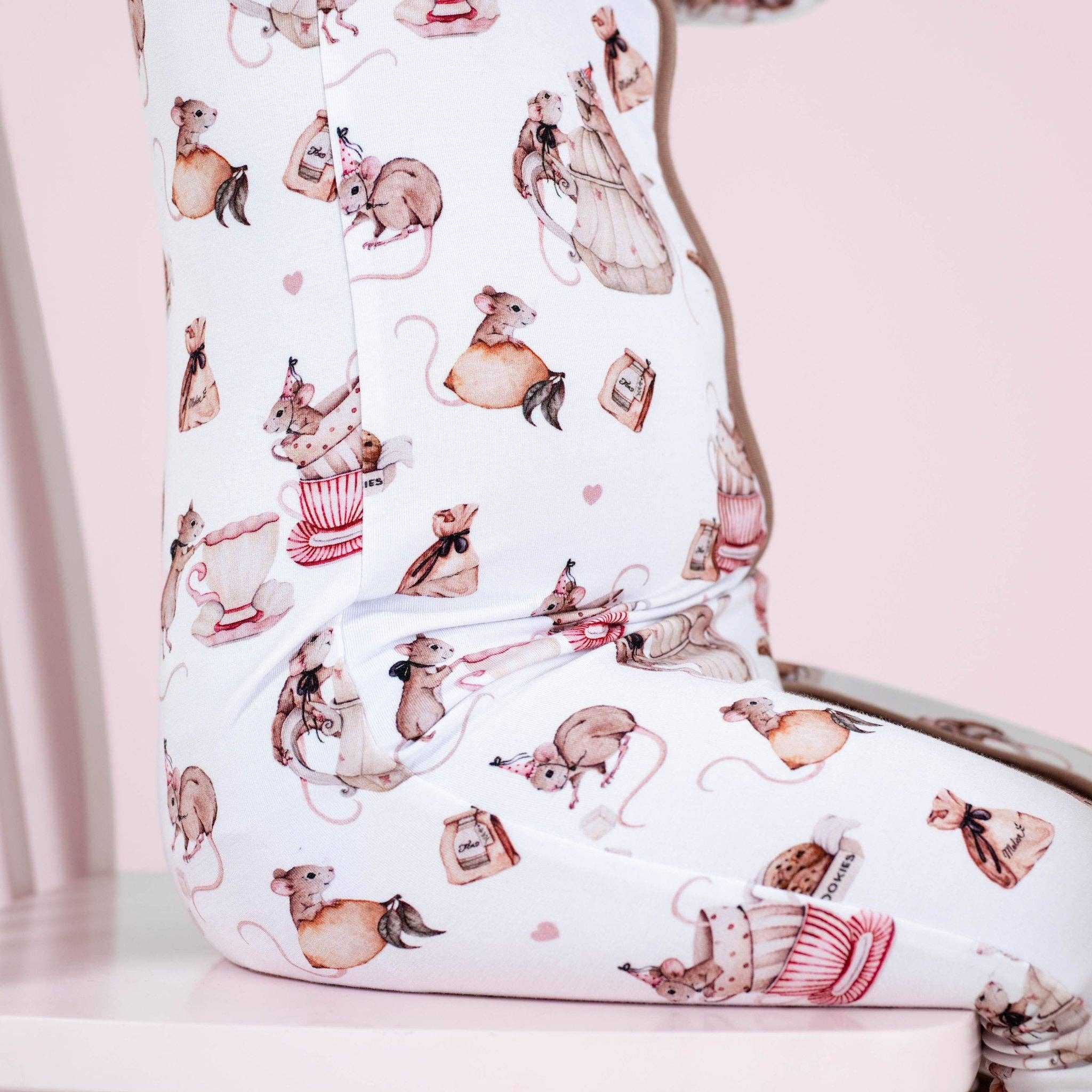 Tiny Tea Time Baby Bamboo Zipper Romper
