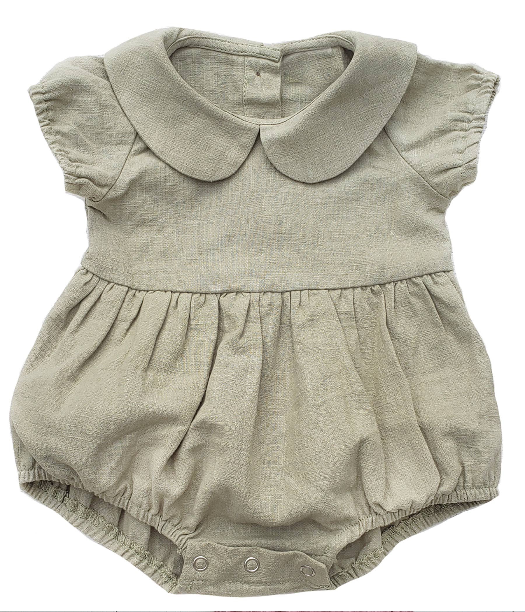 Baby Girl Linen Romper Short sleeve| Allie