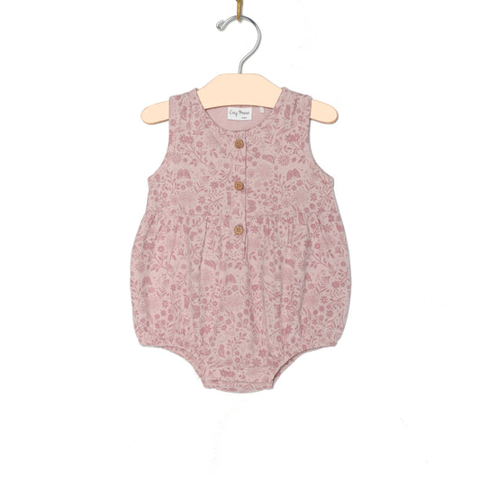 Button Front Romper- Birds and Butterflies 100% Cotton