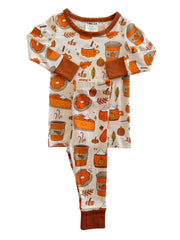 Bamboo Long Sleeve 2-Piece Set, Pumpkin Spice Latte