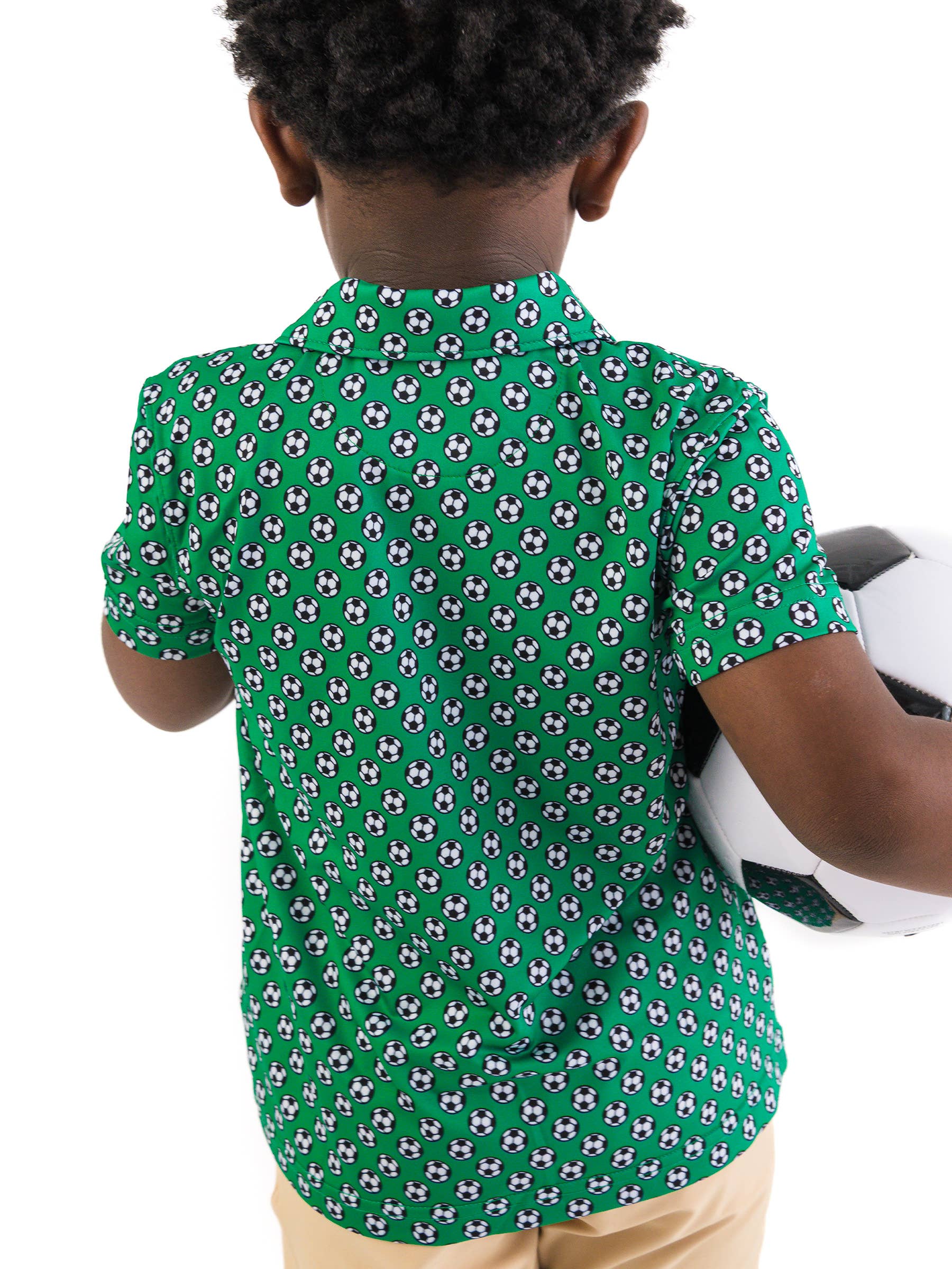 Boys Soccer Mania Knit Short Sleeve Performance Polo