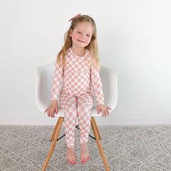 Saylor Pink Checks TWO PIECE - NO BUTTON Bamboo Kids Lounge