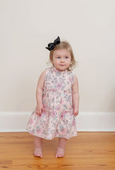 Pink Rose Print Tiered Dress