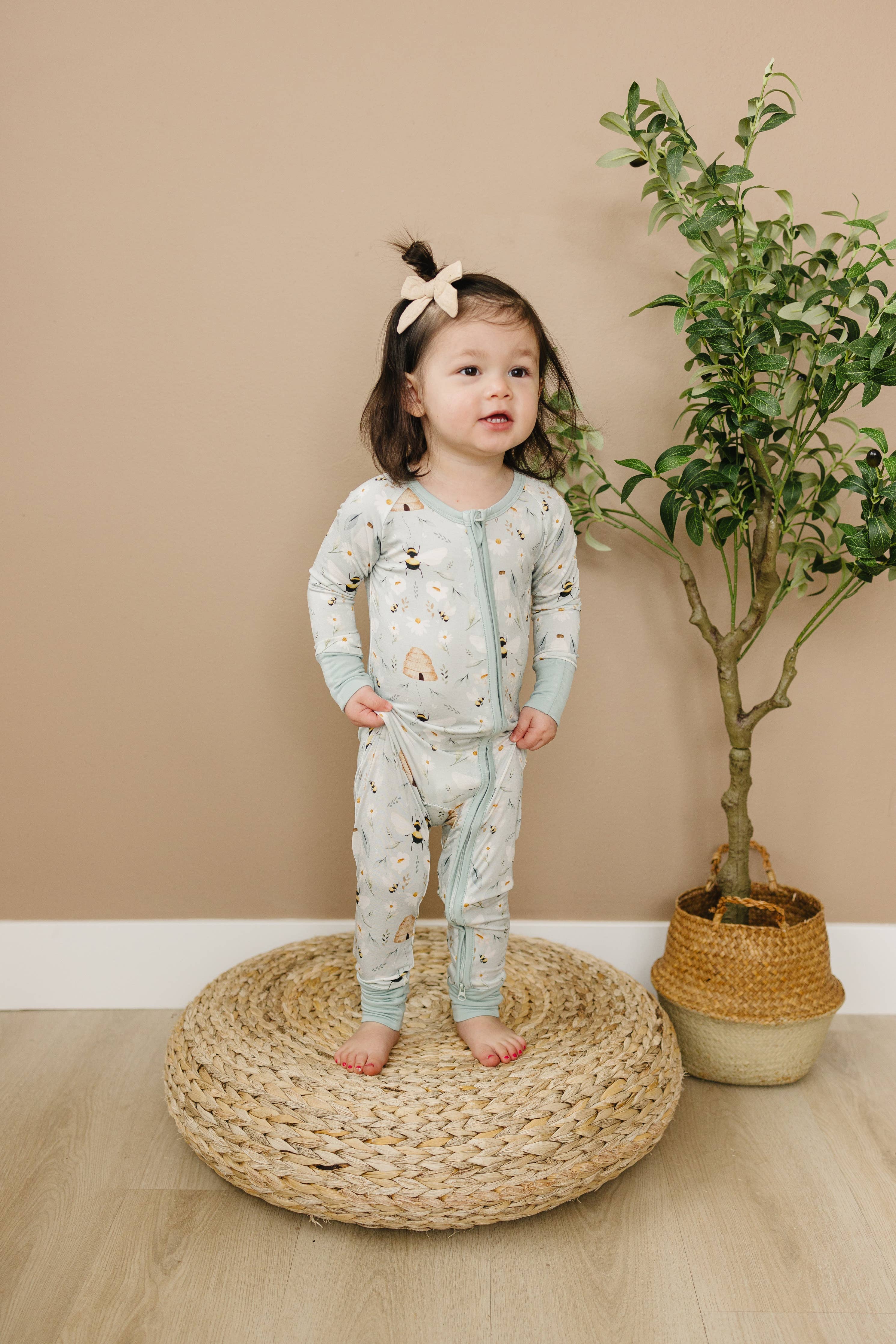 Sweet As Can Bee Bamboo Zippy Romper Baby Pajamas Spring PJs