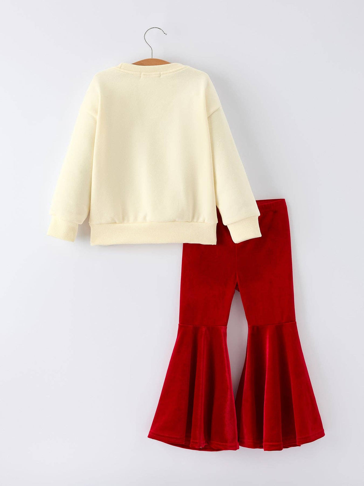 Girls Christmas Bell Bottom Outfit – “’Tis the Season” Top & Red Pants