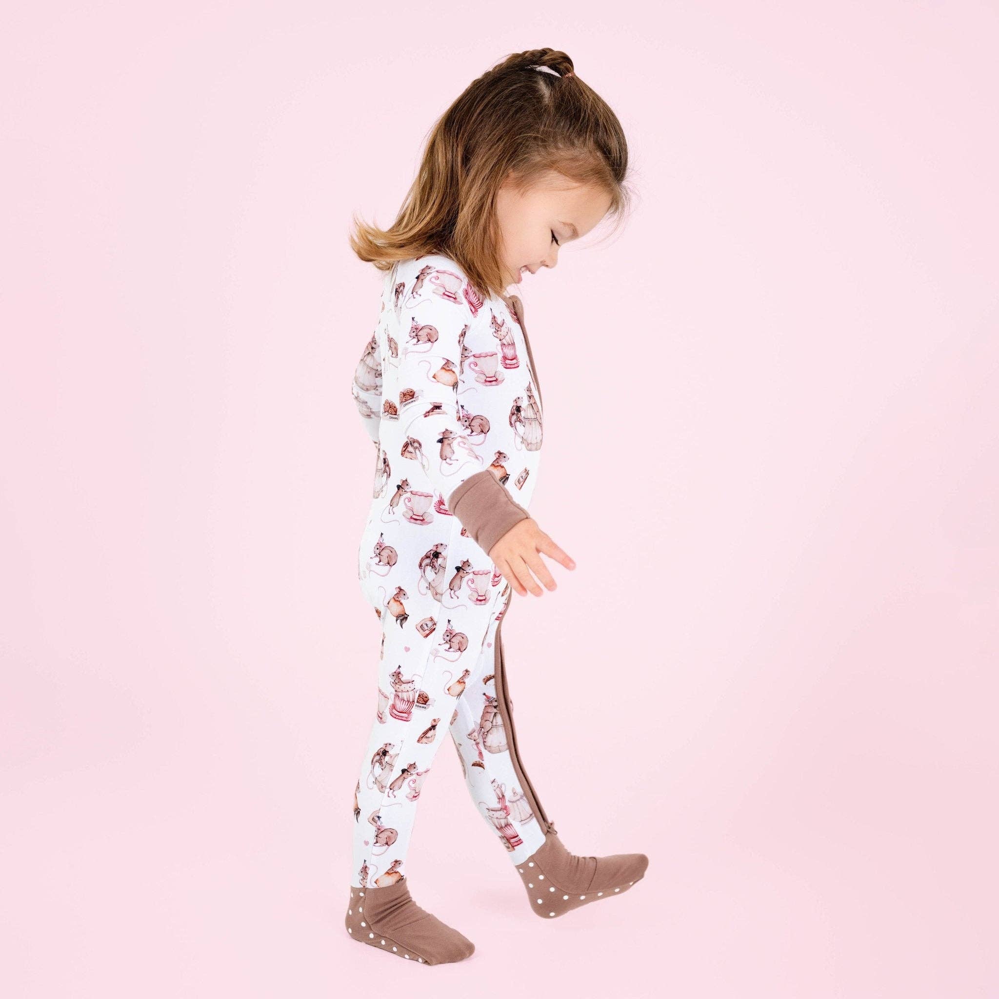 Tiny Tea Time Baby Bamboo Zipper Romper