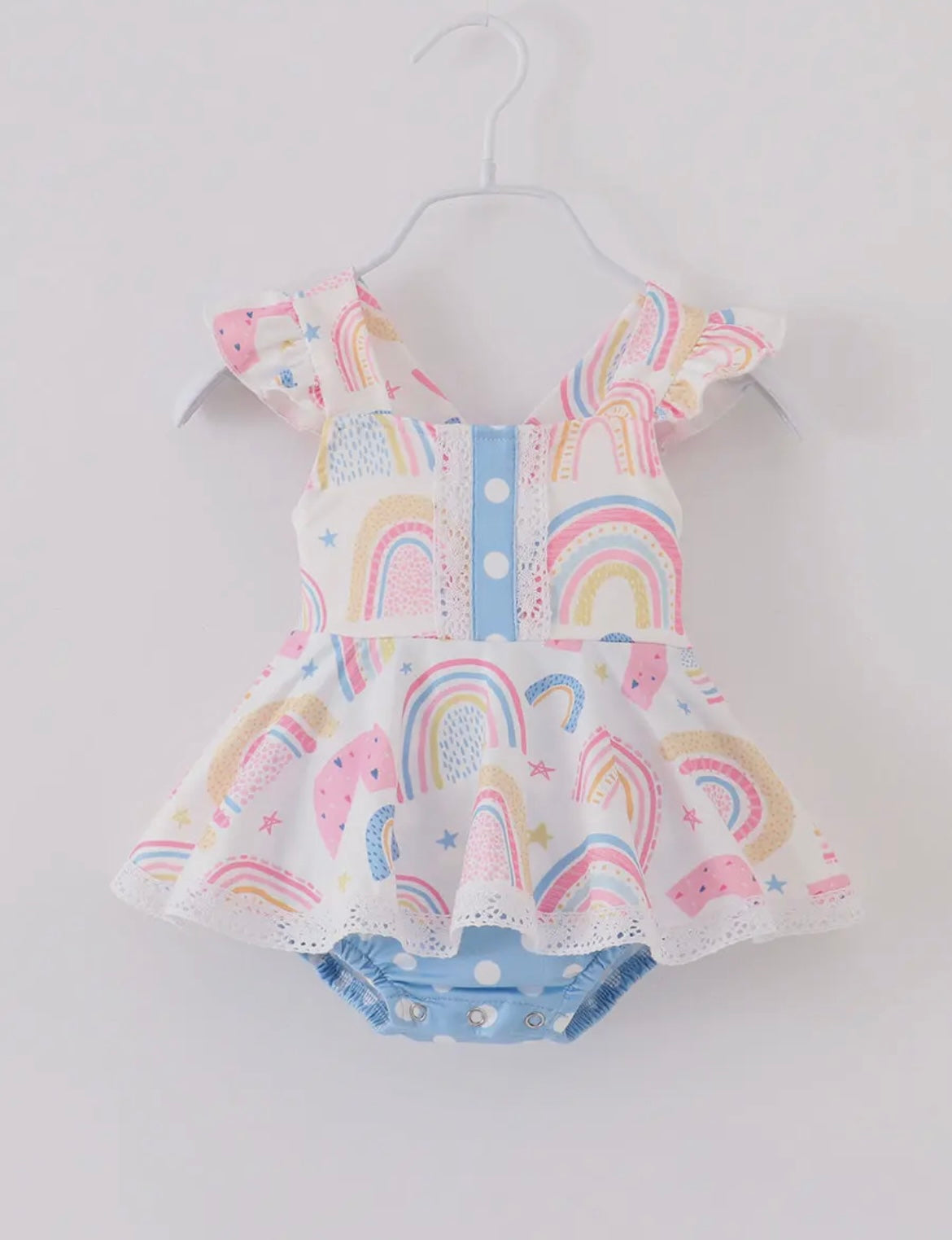 Pink Rainbow Baby Girl Ruffle Romper