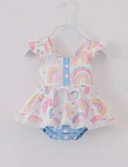 Pink Rainbow Baby Girl Ruffle Romper