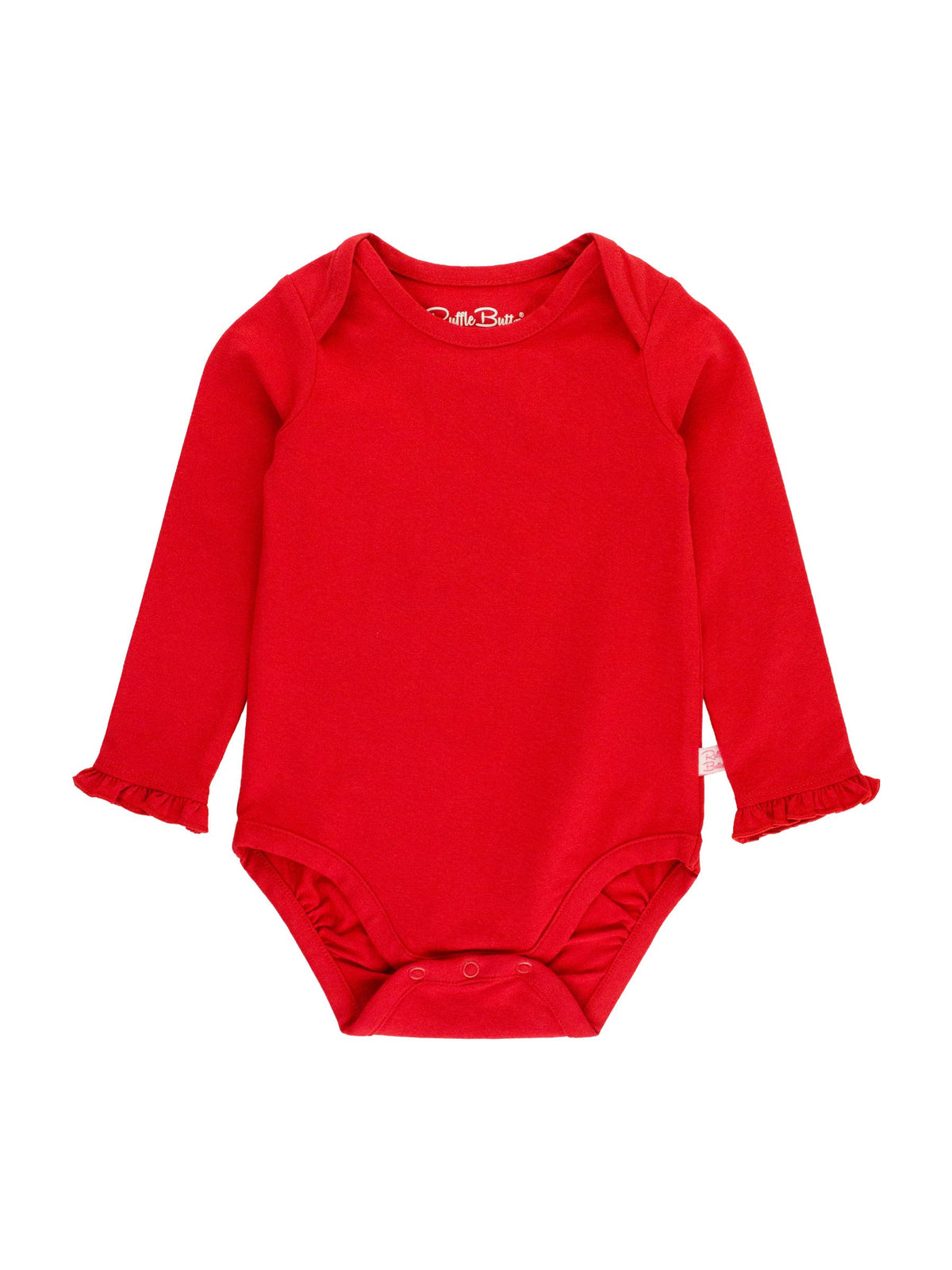 Baby Girls Red Knit Long Sleeve Ruffle Bodysuit