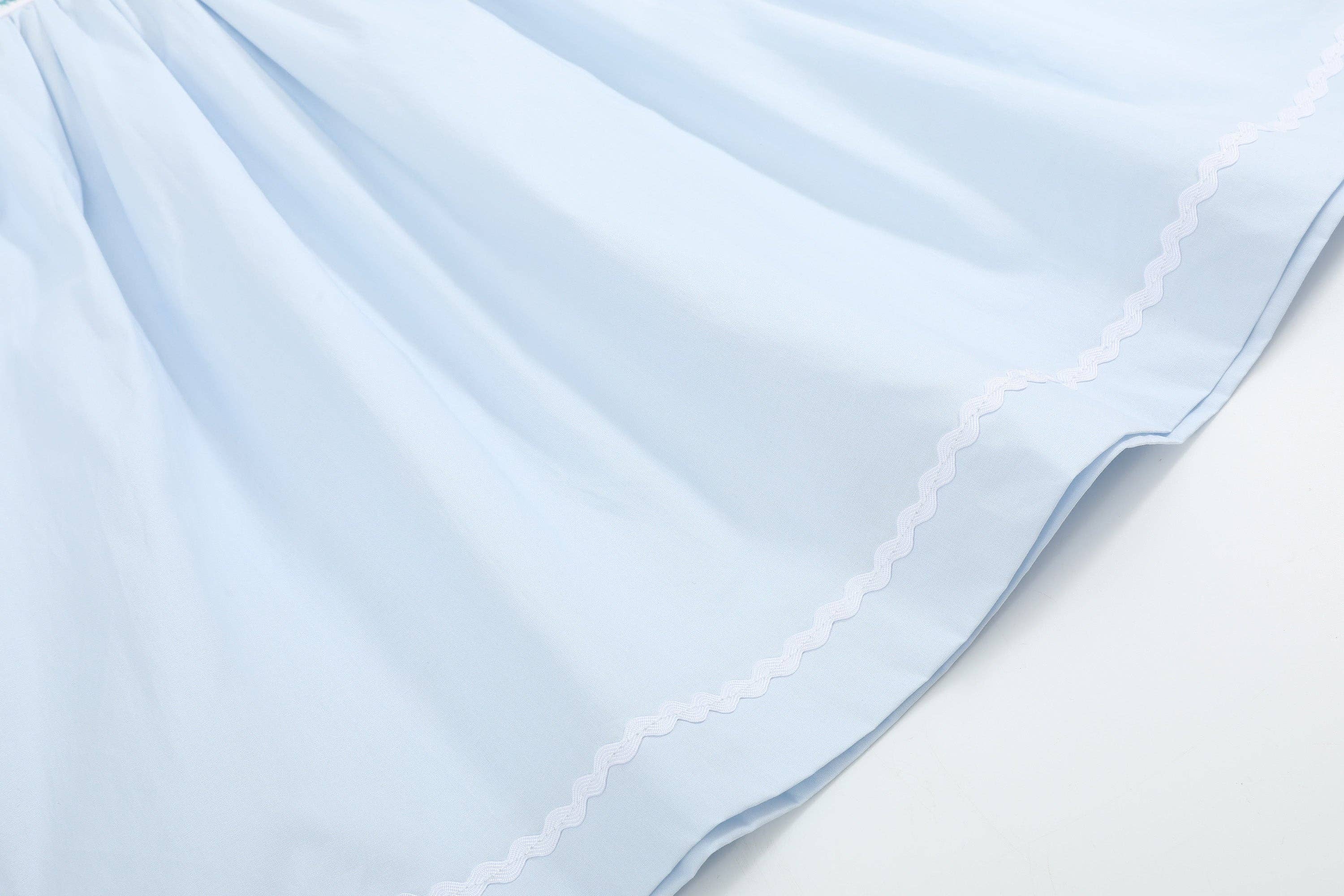 Blue Ruffled Crosses Smocked Dress