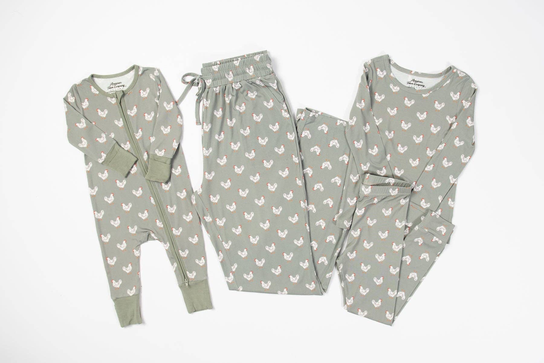Sage Chickens Toddler/Youth Bamboo Pajama Set