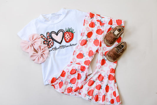 Peace, Love & Strawberries Girl 2PC Set