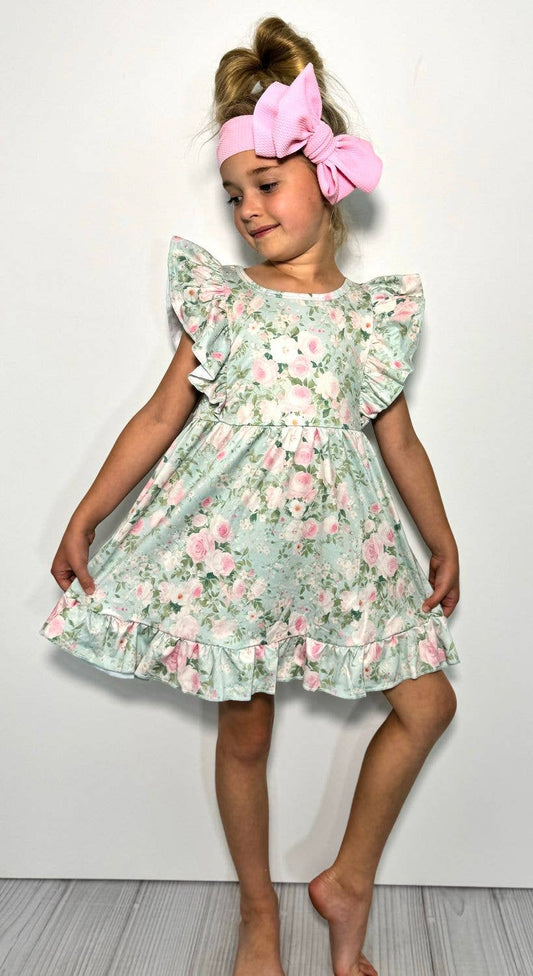 Rosebud Mint Girls Dress