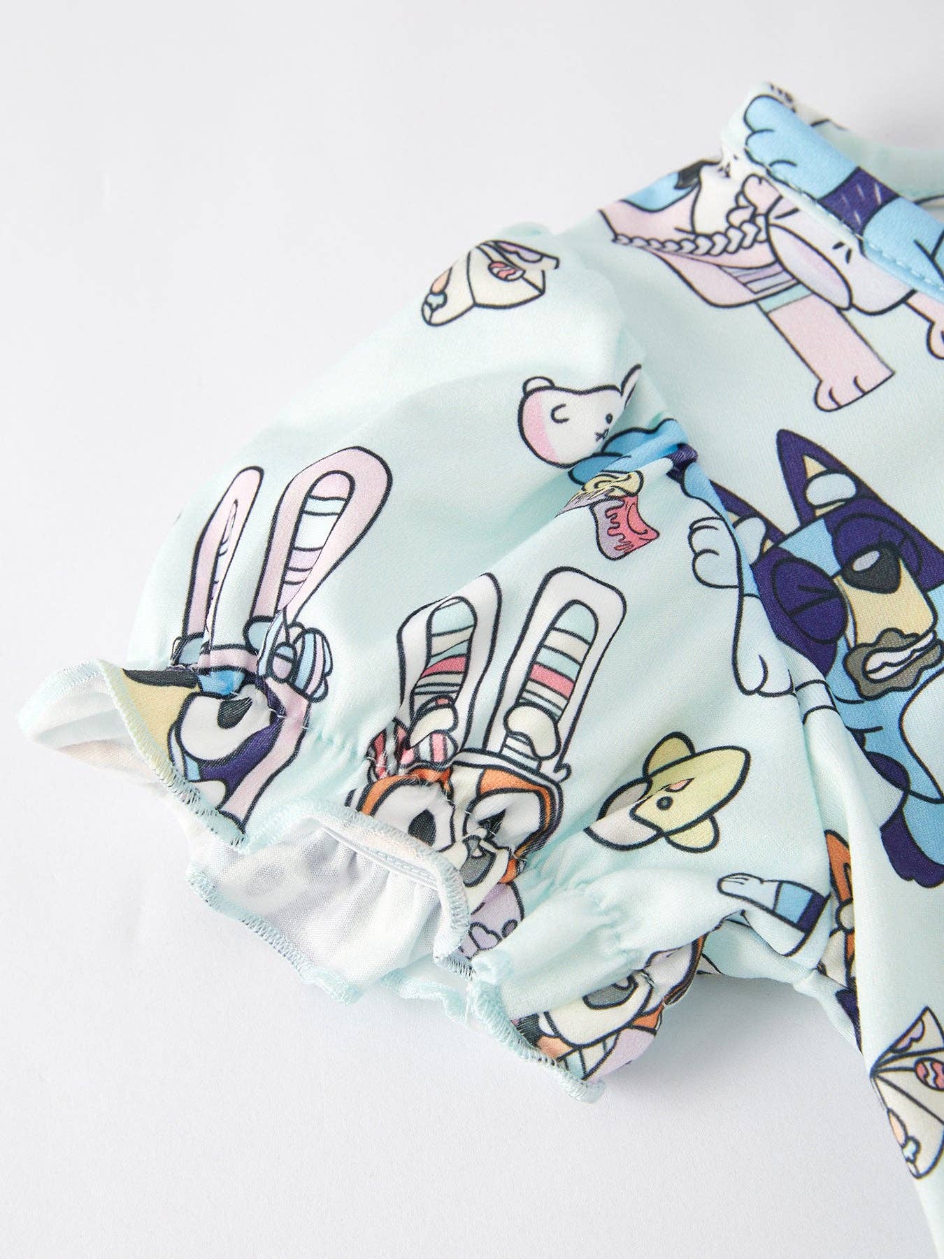 Easter Bunny Cartoon Puff Sleeves Girls Dress