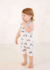 Vintage Cars (Ribbed) | Button Tank Romper Bamboo