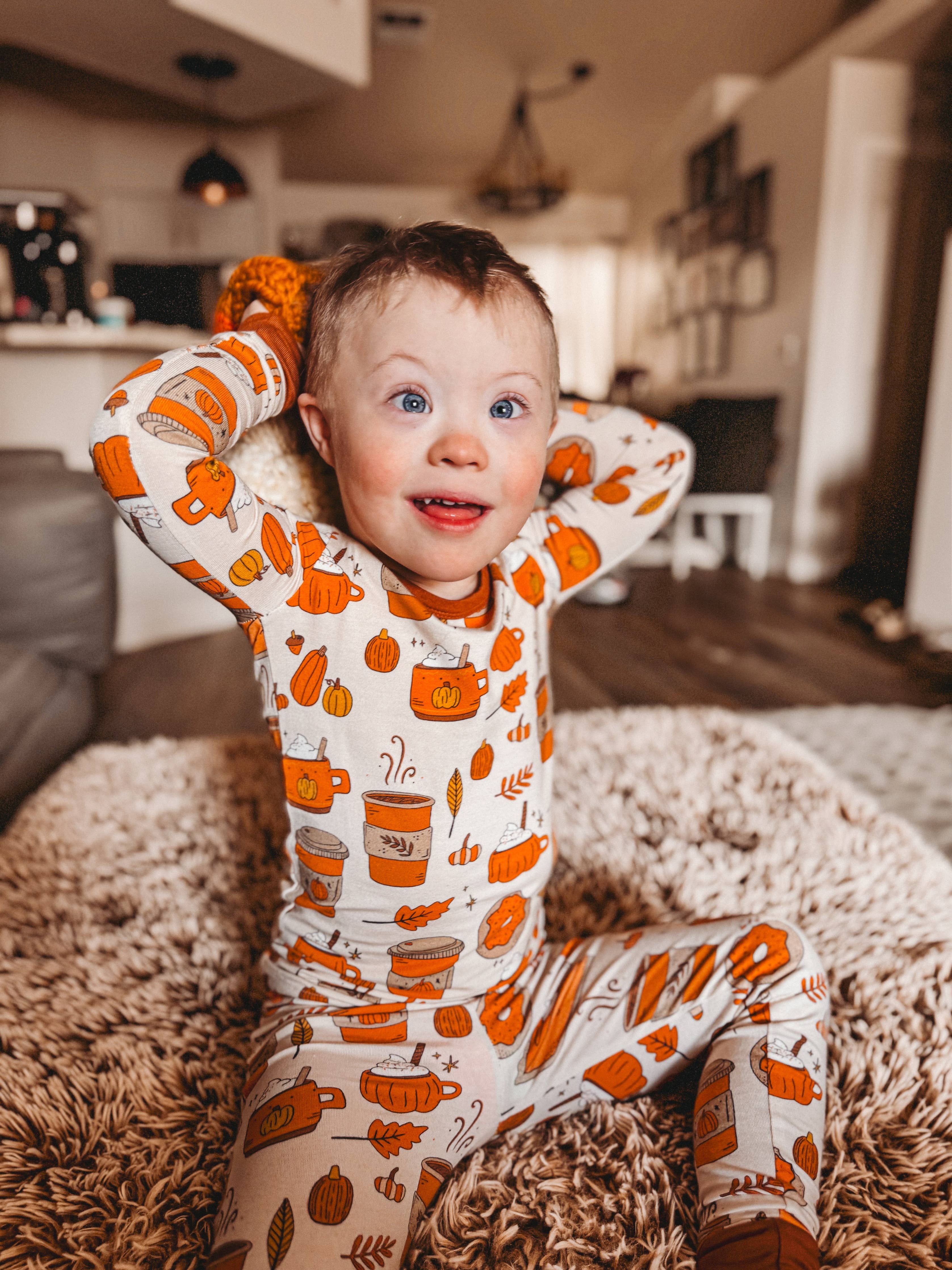 Bamboo Long Sleeve 2-Piece Set, Pumpkin Spice Latte