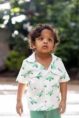 100% Organic Cotton Toddler + Kid Camp Shirt_Sea Turtles