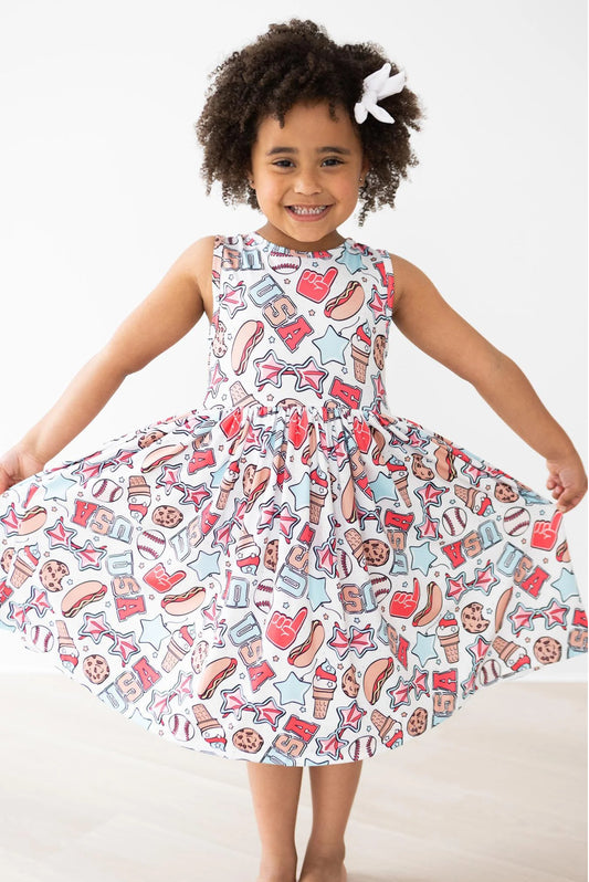 Red, White & BBQ Tank Twirl Dress