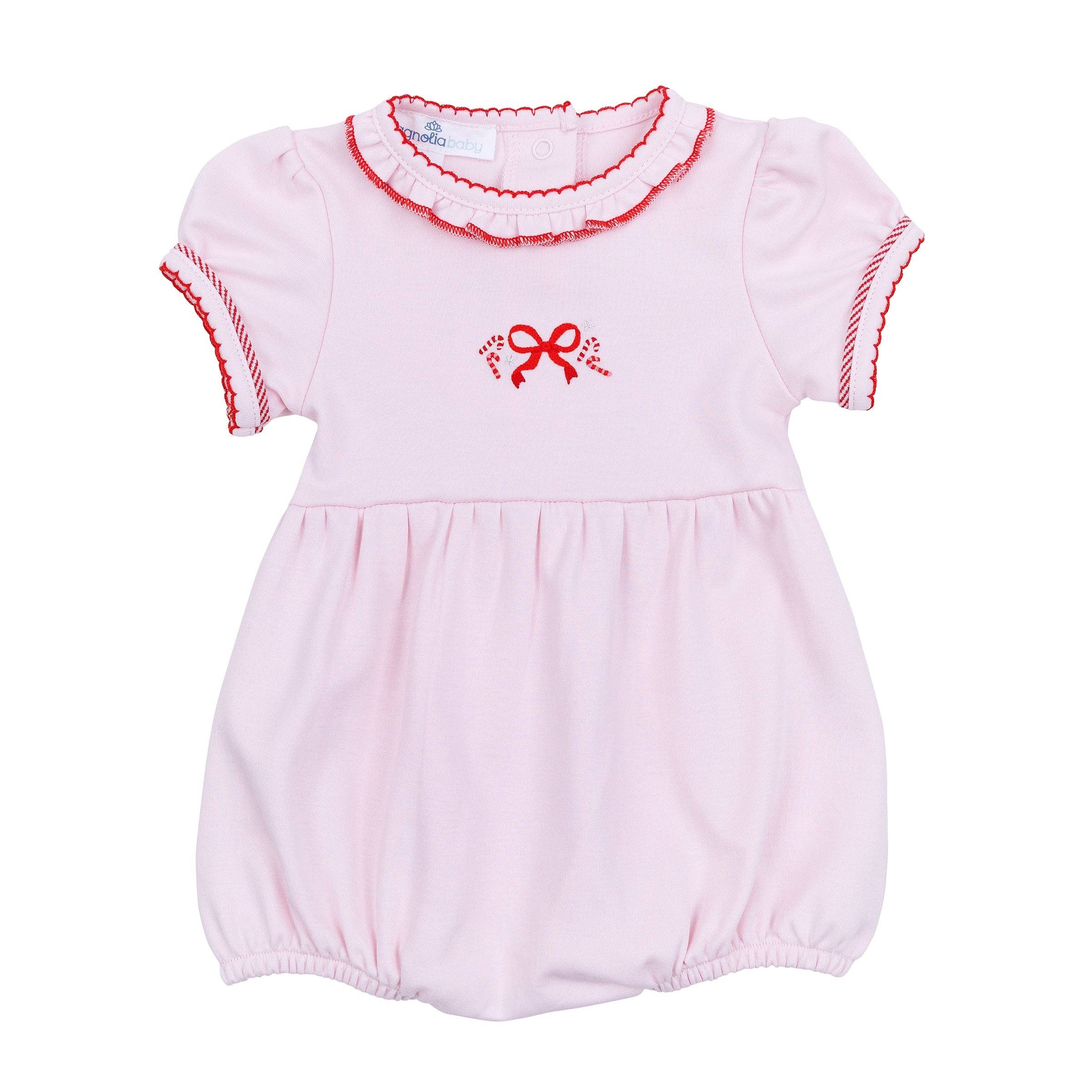 Candy Cane Lane Embroidered Short Sleeve Bubble