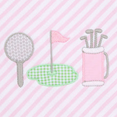 Putting Green Applique Collared Dress - Pink