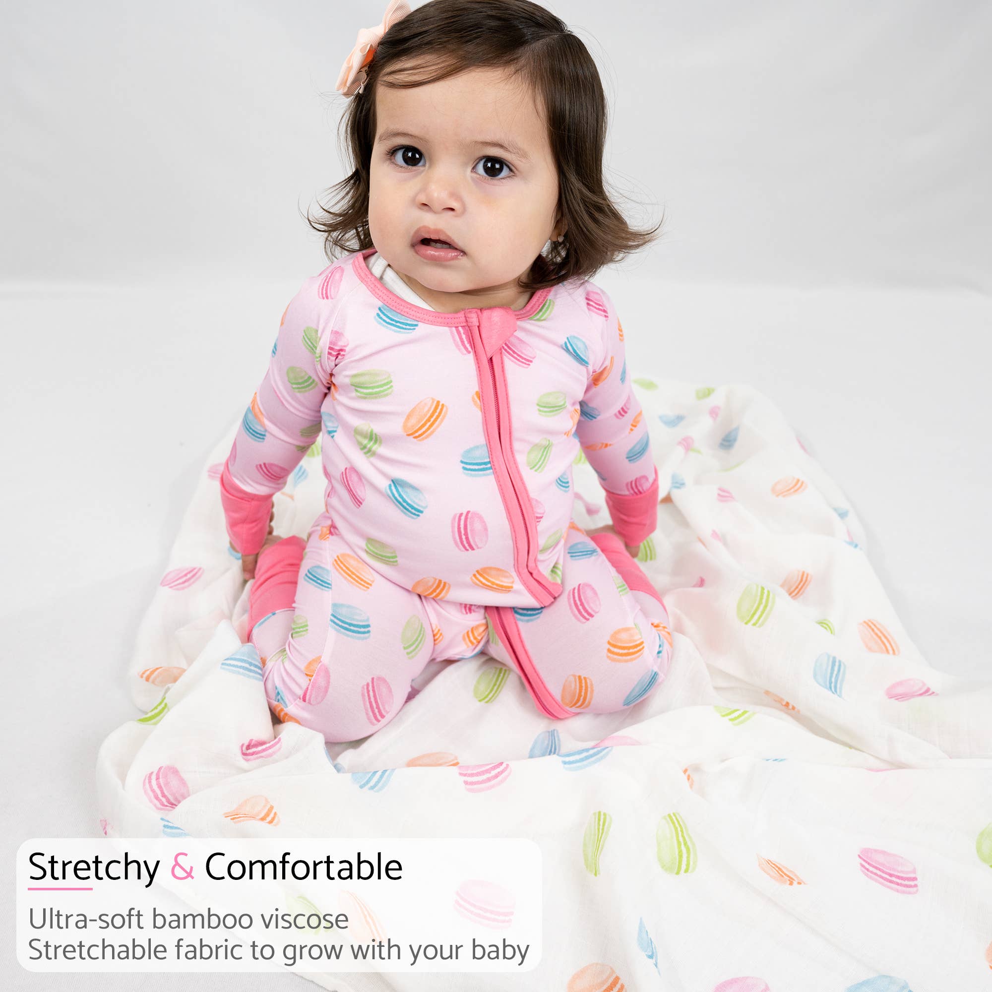 Le Macaron Baby Bamboo Pajamas , 2 Way Zipper