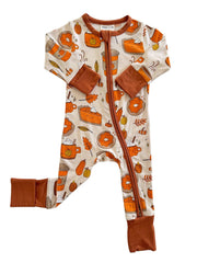 Bamboo 2-Way Convertible Zip Romper, Pumpkin Spice Latte