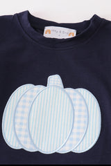 Navy Pumpkin Applique Boy Set