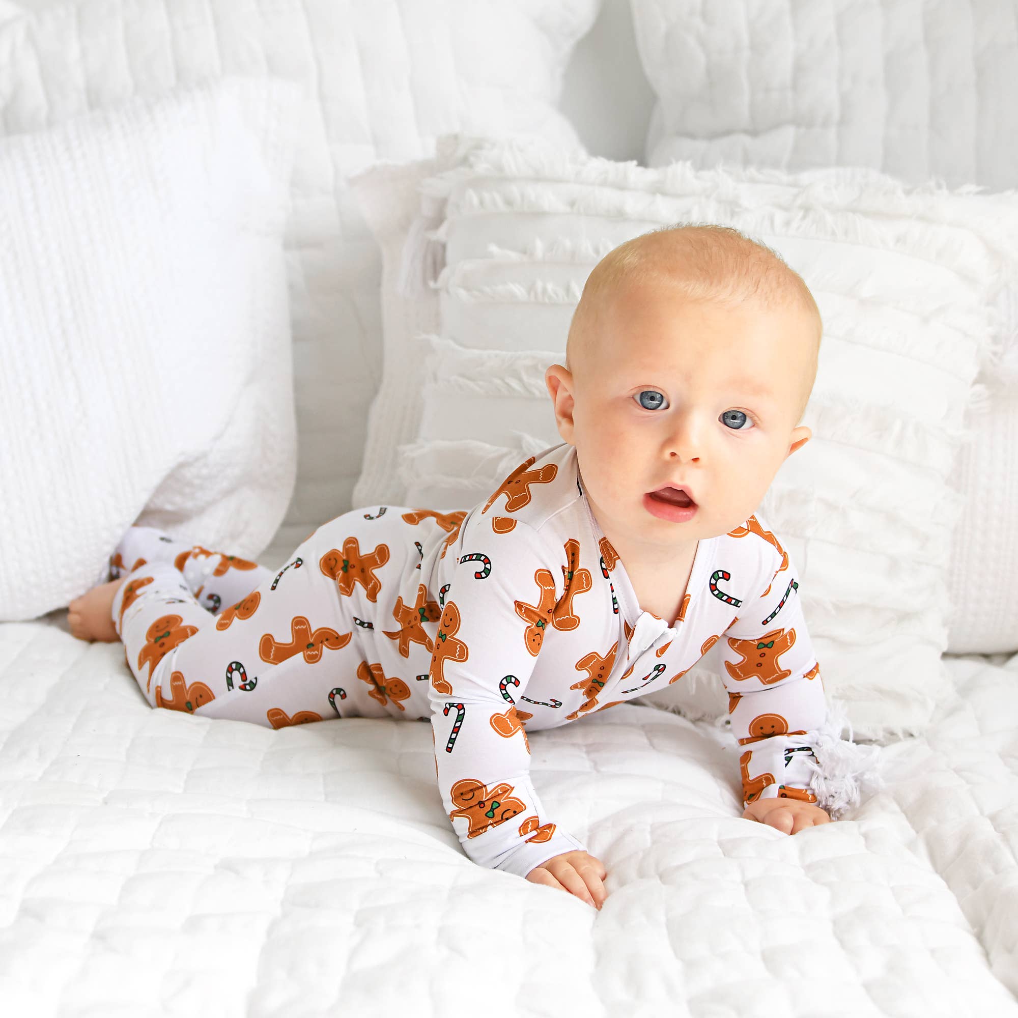 Fritz Gingerbread ZIP Christmas Bamboo Baby One Piece Outfit