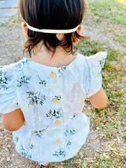 White Floral Romper with Bow