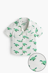 100% Organic Cotton Toddler + Kid Camp Shirt_Sea Turtles