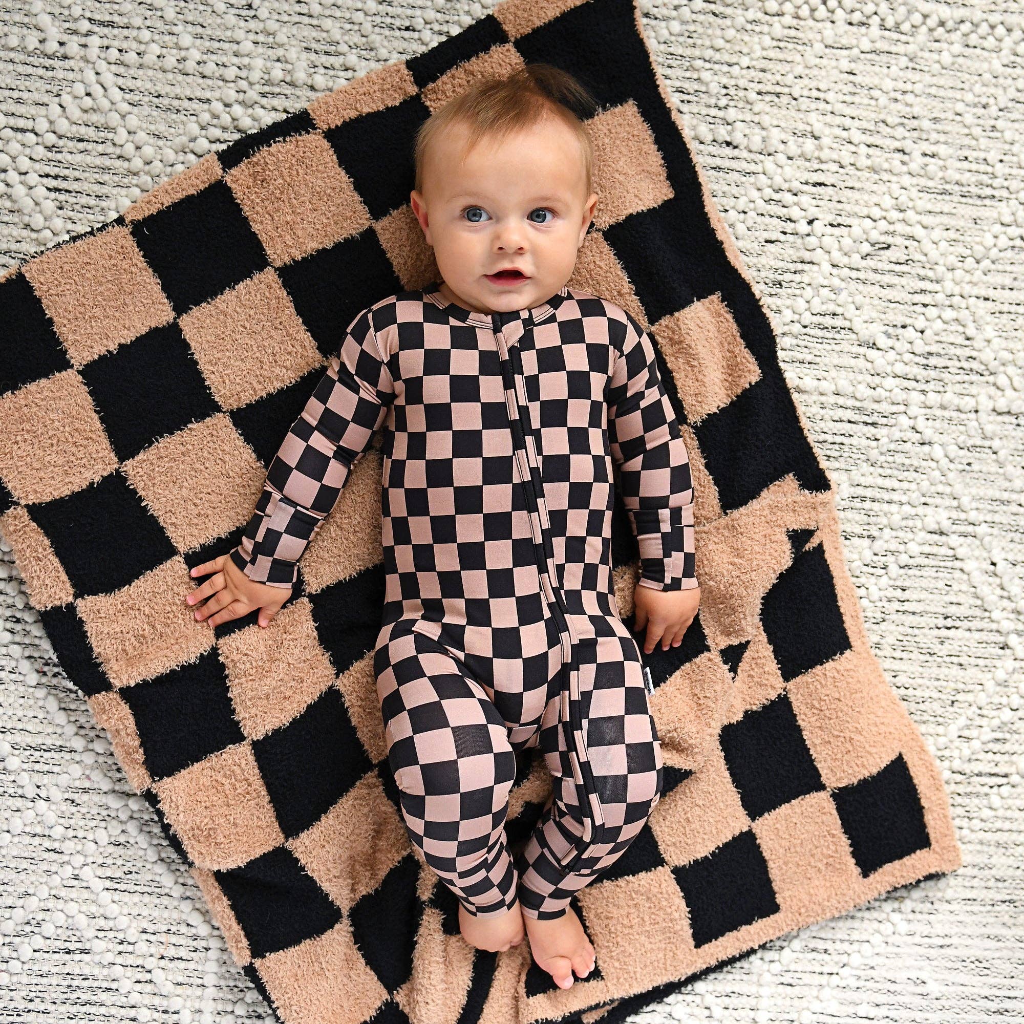 Bentley ZIP Checks Bamboo One Piece 2 Way Zipper Baby Outfit